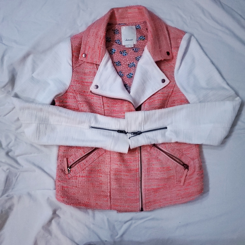Anthropologie Boucle Blushed Tweed Moto Jacket 8